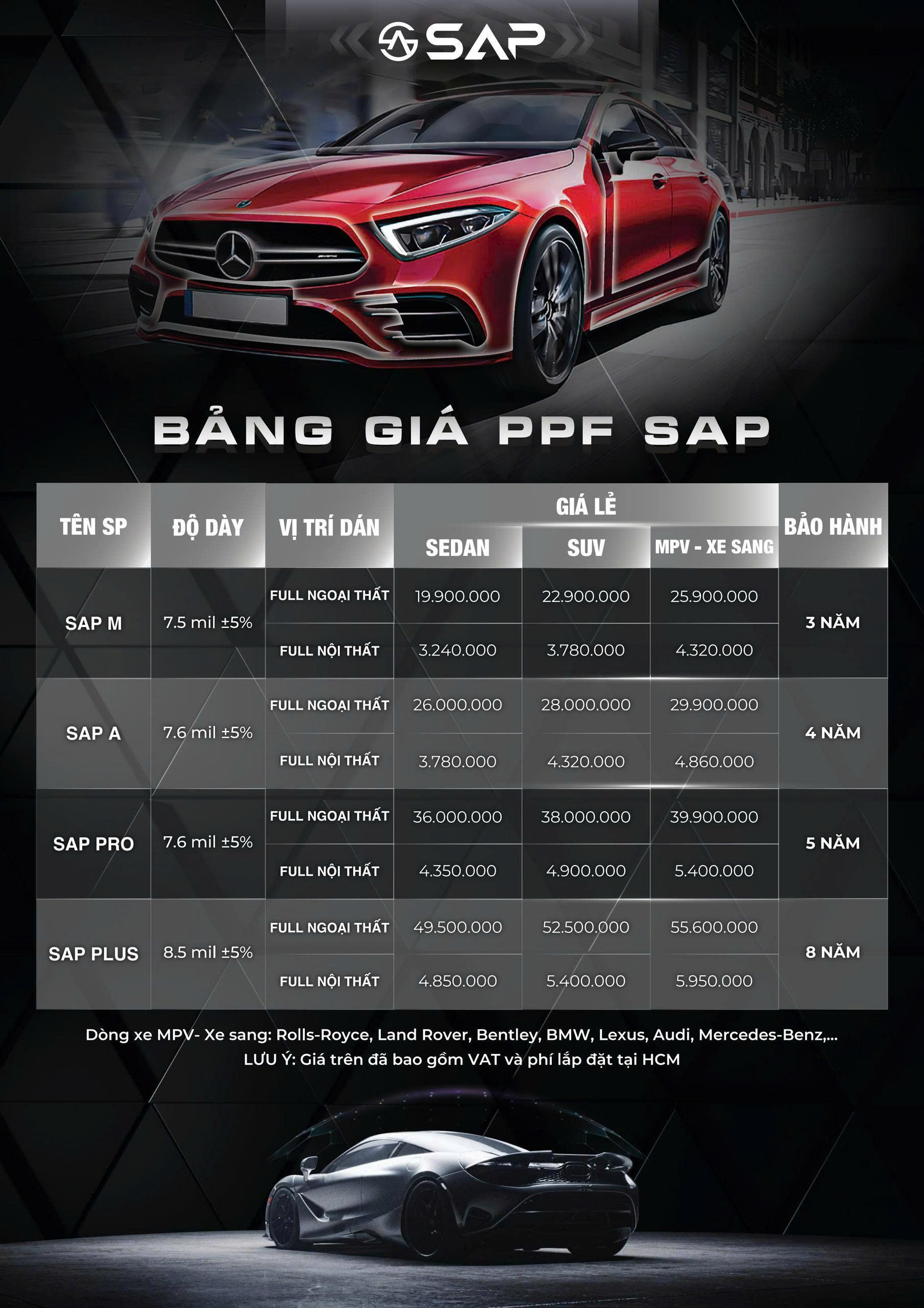 Bảng giá dán PPF ô tô tại Khánh Thuận - Cập nhật mới 2025